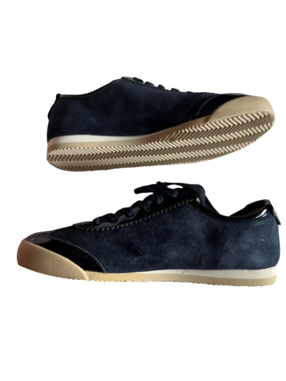Tory Burch Murphy Navy Blue Suede NWT Patent Leather Sneakers 6
